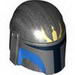 Minifig Helmet with Holes, SW Mandalorian with Light Lime Trident Print