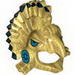Minifig Headdress - Aztec Quetzal with Black Feather Tips and Medium Azure Eyes and Cheeks Print