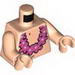 Torso SpongeBob with Belly Button (Navel) and Pink Lei Print / Light Flesh Arms / Light Flesh Hands
