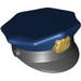 Minifig Hat, Police with Dark Blue Top and Gold Badge Print