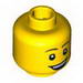 Minifig Head Male Brown Eyebrows, Eyelashes, Open Lopsided Smile and Teeth Print [Blocked Open Stud]