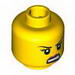 Minifig Head Female with Dark Pink Lips, Black Eyelashes and Angry Eyebrows, Scar under Eye, White Teeth Print [Blocked Open Stud]