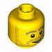 Minifig Head Beard Stubble, Thick Dark Tan Eyebrows and Open Grin Print [Blocked Open Stud]