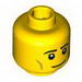 Minifig Head Male Black Eyebrows, Eyelashes, Cheek Dimples, Smile Print [Blocked Open Stud]