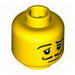 Minifig Head Moustache Curly, Eyelashes, Pupils, Raised Eyebrow Print [Blocked Open Stud]