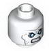 Minifig Head Male Angry Black Eyebrows, Blue Eyes, Wrinkles Print (Mr. Freeze) [Hollow Stud]