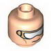 Minifig Head Dual Sided with Gold and White Goggles and Cheek Lines, Mouth Closed / Bared Teeth Print [Hollow Stud]