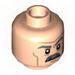 Minifig Head Dual Sided Gray Moustache, Thick Eyebrows and Wrinkles, Frowning / Angry Print [Hollow Stud]