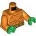 Torso Bare Chest with Muscles Outline, Scales and Belt on Front and Back Print / Orange Arms / Green Hands