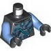 Torso Armour with Round Centre Crystal and Tubes on Front and Back Print / Medium Blue Arms / Black Hands