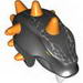 Minifig Head Modified Snake with Orange Horns and Silver Scales Print (Bytar)