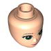 Minifig Head Modified Friends with Green Eyes, Pink Lips and Closed Mouth Print