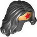 Minifig Hair Female Long Wavy with Gold Tiara and Red Star Print (Wonder Woman)