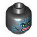 Minifig Head Green Eyes and Blue Face Markings Print [Hollow Stud]