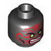 Minifig Head Green Eyes and Dark Red Face Markings Print [Hollow Stud]