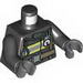 Torso Reflective Stripes with Utility Belt and Fire Badge on Back Print / Black Arms / Dark Bluish Gray Hands