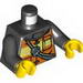 Набор LEGO Torso Reflective Striped Vest with Pockets and Radio, Fire Badge on Back Print / Black Arms / Yellow Hands, Черный
