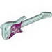 Minifig Guitar Electric with Silver Strings and Stars on Magenta Background Print