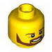 Minifig Head Brown Angular Beard, Pupils and Teeth Print [Hollow Stud]