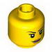 Minifig Head Female with Dark Orange Eyebrows, Eyelashes, Dark Tan Lips and Smile Print [Blocked Open Stud]