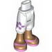 Friends Hips and Cropped Trousers with Purple Flower, Medium Dark Flesh Legs and Bright Pink Sandals Print