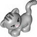 Cat Standing, Looking Left with Light Green Eyes, Dark Pink Nose and Mouth and Dark Bluish Gray Stripes Print