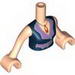 Torso Friends Woman - Dark Blue Blouse Top with Open Collar and Necklace Print