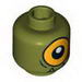 Minifig Head Dual Sided Alien with Lower Fangs, Single Orange Eye Open / Eye Half Closed Print [Blocked Open Stud]