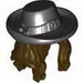 Minifig Hair Long Wavy with Black Hat with Buckle Print