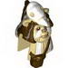 Minifig Head Modified Ewok with White Skull Hat and Dark Brown Pouch Print