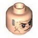 Minifig Head Dual Sided LotR Bushy Brown Eyebrows, Wrinkles, Stern / Dark Blue Tattoo Print [Dwalin] [Hollow Stud]