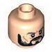Minifig Head Dual Sided Dark Bluish Gray Eyebrows, Black Beard, Wrinkles, Stern / Bared Teeth Print [Hollow Stud]