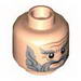 Minifig Head Dual Sided LotR [Dori] Beard Gray Full, Bushy Eyebrows and Wrinkles, Calm / Battle Rage Print [Hollow Stud]