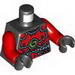 Torso Ninjago Red Armour and Silver Belt with Lime Swirl Medallion Print / Red Arms / Black Hands