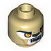 Minifig Head Dual Sided Chima Lion with Orange Eyes, Brown Nose, Teeth, Closed / Open Mouth Print [Hollow Stud]
