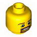 Minifig Head Male Brown Beard and Eyebrows, Goatee, Pupils, Teeth Print [Hollow Stud]