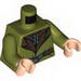 Torso LotR Elven Coat with Silver Clasp and Dark Brown Belt and Collar Print / Olive Green Arms / Light Flesh Hands