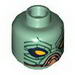 Minifig Head Dual Sided Alien with SW Embo, Large Yellow Eyes / Black Lines Print [Blocked Open Stud]