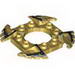 Ring 4 x 4 with 2 x 2 Hole and 4 Serrated Ends with Black and Silver Print (Ninjago Spinner Crown)