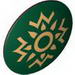 Minifig Shield Round Bowed with Dark Green and Gold Rohan Print