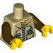 Torso Dino Jacket with Strap Collar, Zipper, Phone and GPS Print / Dark Brown Arms / Yellow Hands