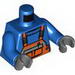 Torso Overalls with Pen in Pocket and Safety Stripe, Shirt Print / Blue Arms / Dark Bluish Gray Hands