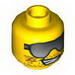 Minifig Head Dual Sided Black Sunglasses, Stubble, Scratches, Grin / Black Eyebrows, White Pupils, Determined Print (Frank Rock) [Blocked Open Stud]