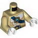 Torso Bare Chest with Body Lines, Dark Blue Belt and Chi Orb Print / Tan Arms / White Hands