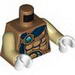 Torso Bare Chest, Belt, Dark Blue Wrap with Gold and Blue Chi Jewel Print / Tan Arms / White Hands