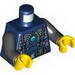 Torso Bare Chest with Muscles, Suspenders, Belt and Silver Armor with Blue Round Jewel (Chi) Print / Black Arms / Yellow Hands