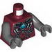 Torso Armor Vest with Silver Markings and Blue Round Jewel (Chi) Print / Dark Bluish Gray Arms / Dark Bluish Gray Hands