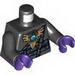 Torso Armor with Dark Bluish Gray Belts, Gold Raven Head and Blue Round Jewel (Chi) Print / Black Arms / Dark Purple Hands