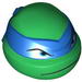 Minifig Head Modified Ninja Turtle with Blue Mask and Frown Print (Leonardo)