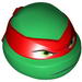 Minifig Head Modified Ninja Turtle with Red Mask and Frown Print (Raphael)